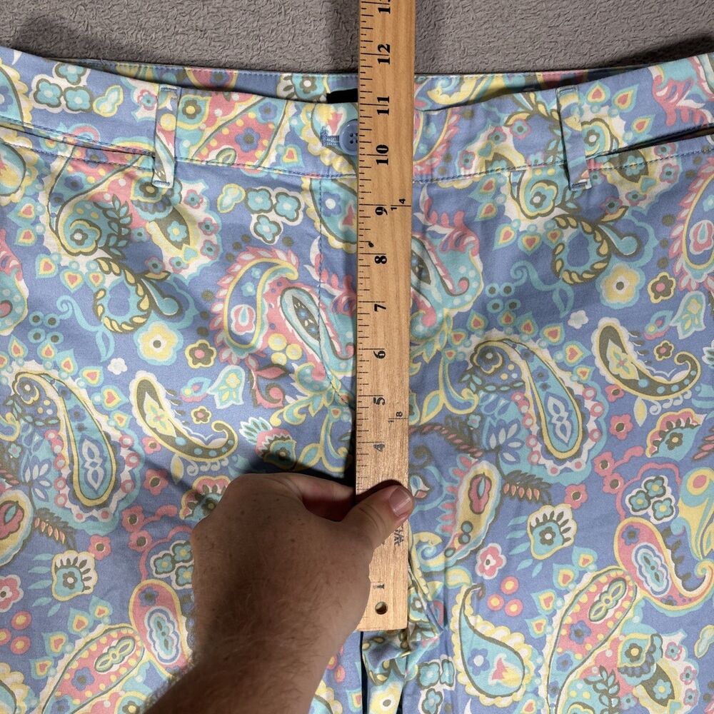 Talbots Perfect Crop Pants Womens Size 8 Paisley Powder Blue Blush Pink Bohemian - Picture 7 of 14